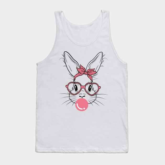 Bunny Face With Heart Glasses For Boys Men Kids Easter Day Shirt Tank Top by WoowyStore